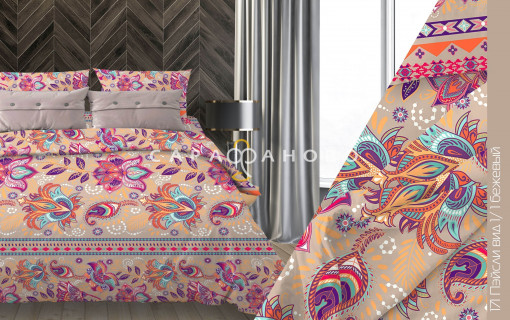 Ткань бязь 220 см 120 гр рис Пэйсли 1/1