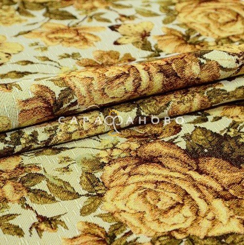 Гобеленовая ткань 175 см. Рис Жёлтые розы 2345, фото 1