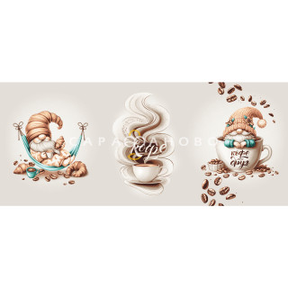 Ткань Полотно вафельное 150 см 150 гр рис 29456 вид 1 "Кофейные гномики"