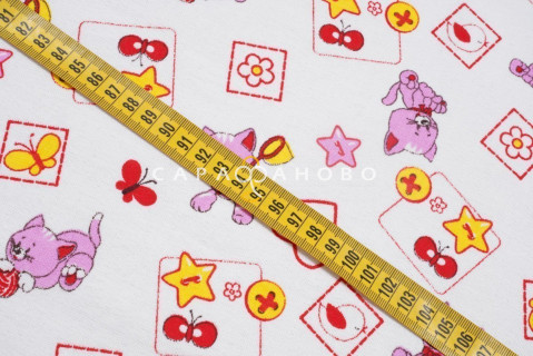 Ткань Фланель 90 см рис. 5280-2 "Игривый котенок"